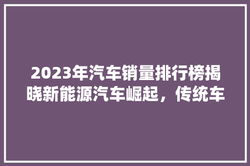 2023年汽车销量排行榜揭晓新能源汽车崛起，传统车企转型加速