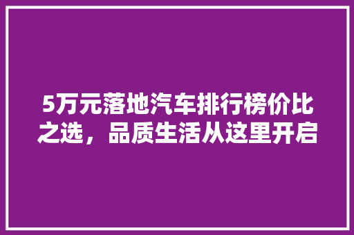 5万元落地汽车排行榜价比之选，品质生活从这里开启