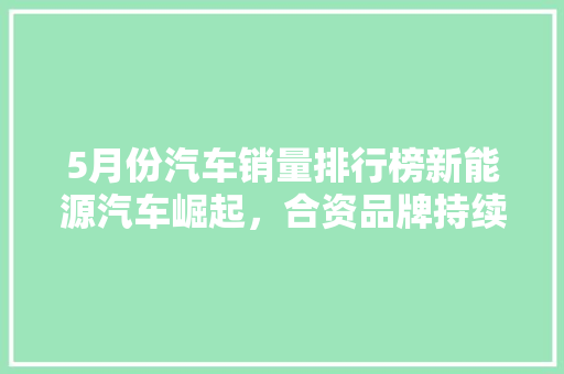 5月份汽车销量排行榜新能源汽车崛起，合资品牌持续发力