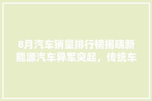 8月汽车销量排行榜揭晓新能源汽车异军突起，传统车企面临挑战