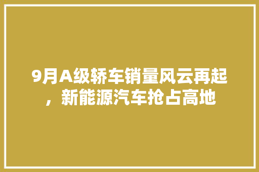 9月A级轿车销量风云再起，新能源汽车抢占高地