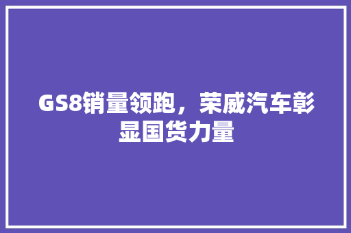 GS8销量领跑，荣威汽车彰显国货力量