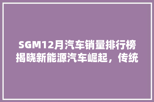 SGM12月汽车销量排行榜揭晓新能源汽车崛起，传统车企面临挑战