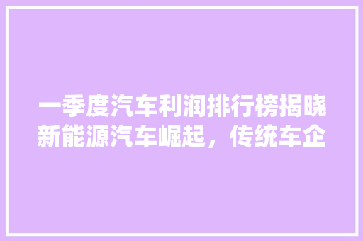 一季度汽车利润排行榜揭晓新能源汽车崛起，传统车企面临挑战