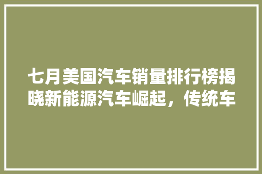 七月美国汽车销量排行榜揭晓新能源汽车崛起，传统车企面临挑战