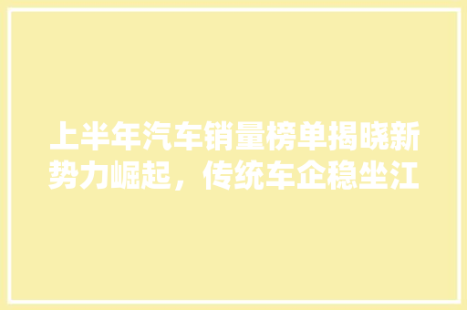 上半年汽车销量榜单揭晓新势力崛起，传统车企稳坐江山