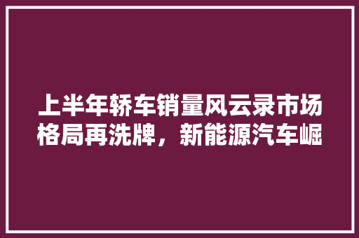 上半年轿车销量风云录市场格局再洗牌，新能源汽车崛起