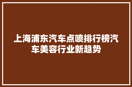上海浦东汽车点喷排行榜汽车美容行业新趋势