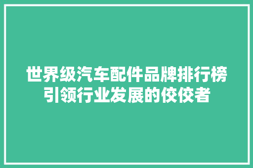 世界级汽车配件品牌排行榜引领行业发展的佼佼者
