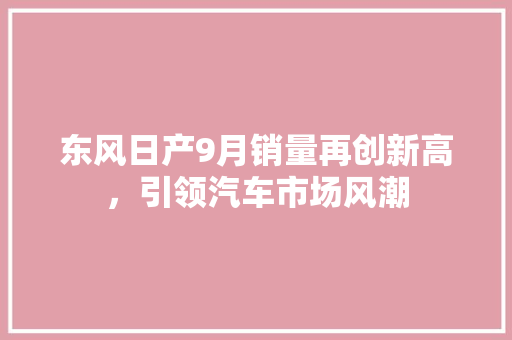 东风日产9月销量再创新高，引领汽车市场风潮