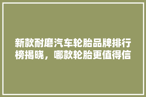 新款耐磨汽车轮胎品牌排行榜揭晓，哪款轮胎更值得信赖