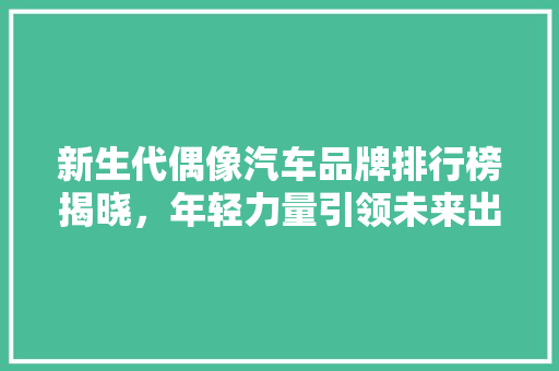 新生代偶像汽车品牌排行榜揭晓，年轻力量引领未来出行新风尚