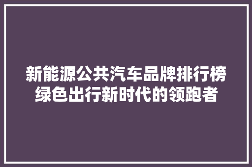 新能源公共汽车品牌排行榜绿色出行新时代的领跑者