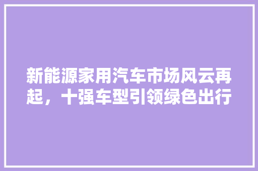 新能源家用汽车市场风云再起，十强车型引领绿色出行新潮流
