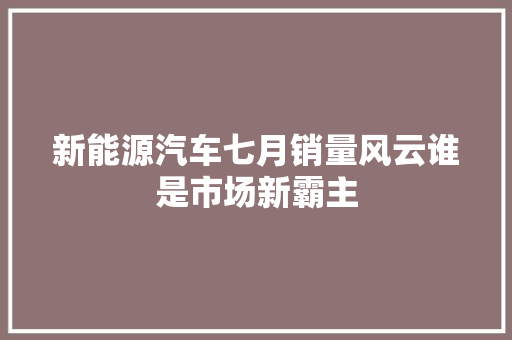 新能源汽车七月销量风云谁是市场新霸主