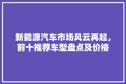 新能源汽车市场风云再起，前十推荐车型盘点及价格