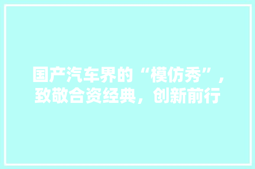 国产汽车界的“模仿秀”,致敬合资经典，创新前行 汽车展览