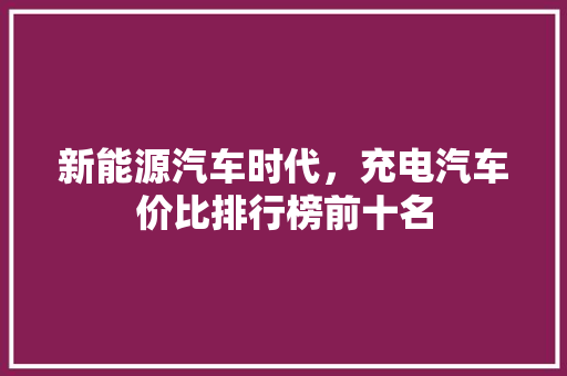 新能源汽车时代，充电汽车价比排行榜前十名