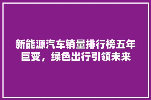 新能源汽车销量排行榜五年巨变，绿色出行引领未来 新车资讯