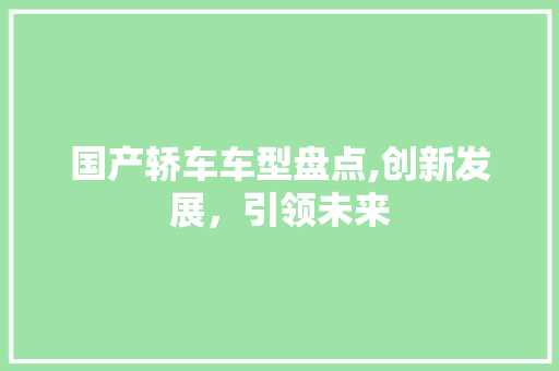 国产轿车车型盘点,创新发展，引领未来 混合动力车