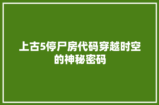 上古5停尸房代码穿越时空的神秘密码