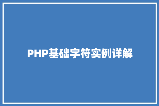 PHP基础字符实例详解