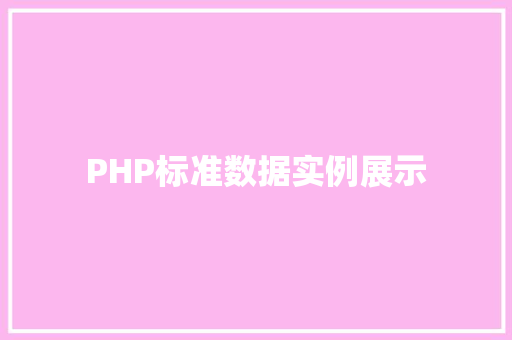 PHP标准数据实例展示