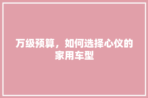万级预算，如何选择心仪的家用车型
