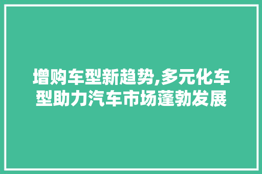 增购车型新趋势,多元化车型助力汽车市场蓬勃发展 自动驾驶