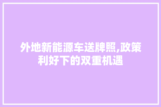 外地新能源车送牌照,政策利好下的双重机遇