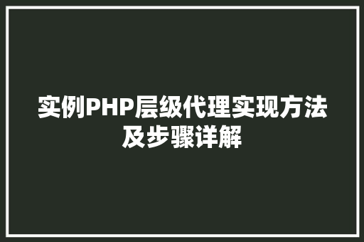 实例PHP层级代理实现方法及步骤详解