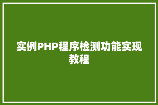 实例PHP程序检测功能实现教程