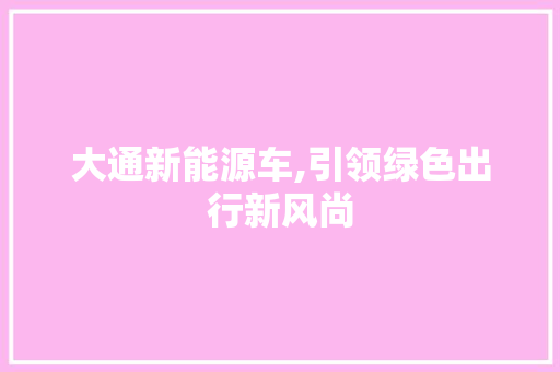 大通新能源车,引领绿色出行新风尚