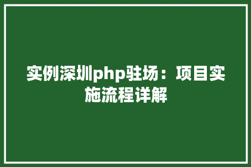 实例深圳php驻场：项目实施流程详解