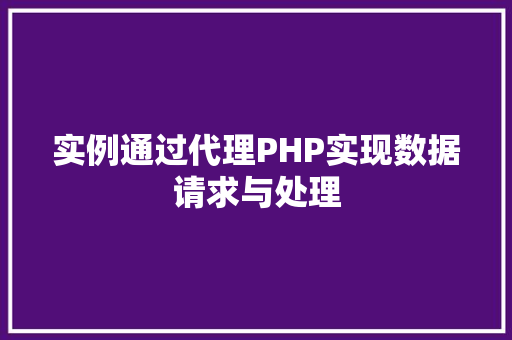 实例通过代理PHP实现数据请求与处理