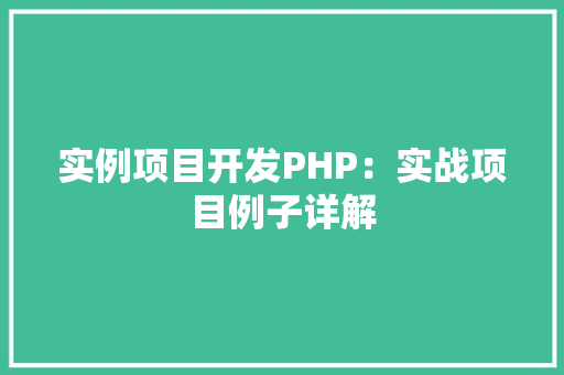 实例项目开发PHP：实战项目例子详解