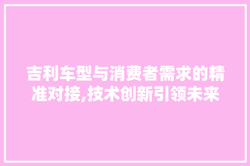 吉利车型与消费者需求的精准对接,技术创新引领未来出行