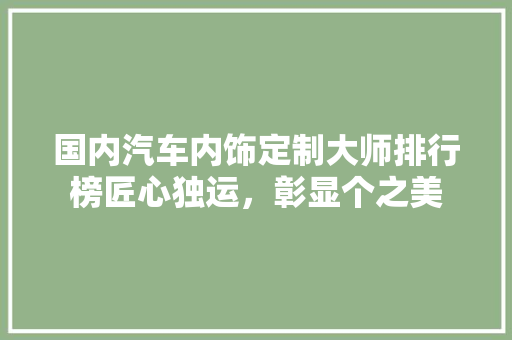 国内汽车内饰定制大师排行榜匠心独运，彰显个之美