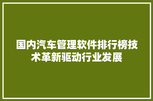 国内汽车管理软件排行榜技术革新驱动行业发展