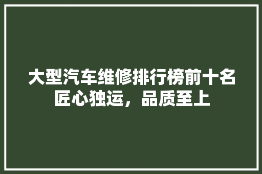 大型汽车维修排行榜前十名匠心独运，品质至上