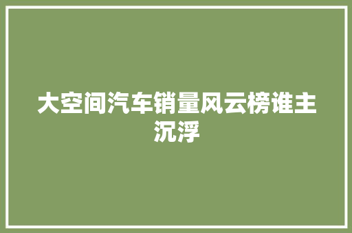 大空间汽车销量风云榜谁主沉浮