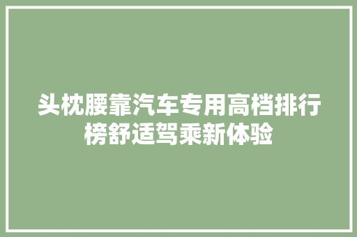 头枕腰靠汽车专用高档排行榜舒适驾乘新体验 汽车保养