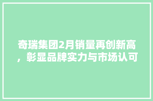 奇瑞集团2月销量再创新高，彰显品牌实力与市场认可 新车资讯