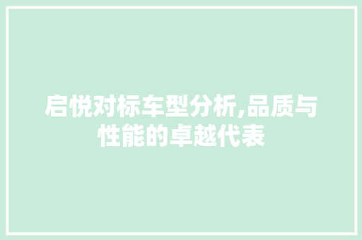 启悦对标车型分析,品质与性能的卓越代表