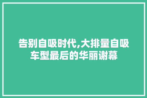 告别自吸时代,大排量自吸车型最后的华丽谢幕
