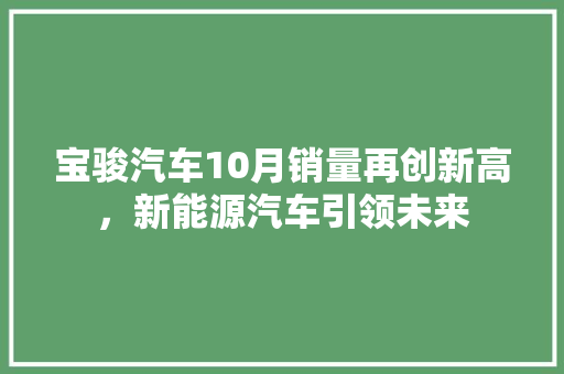 宝骏汽车10月销量再创新高，新能源汽车引领未来