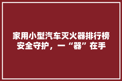 家用小型汽车灭火器排行榜安全守护，一“器”在手