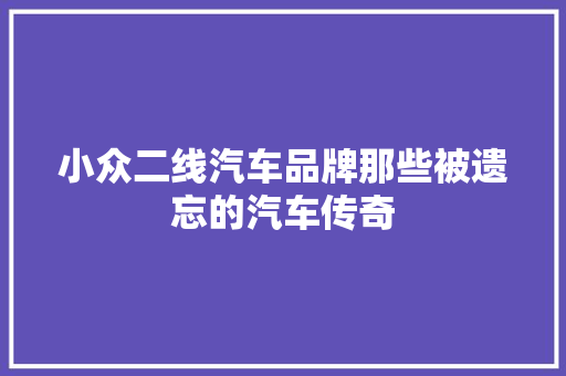 小众二线汽车品牌那些被遗忘的汽车传奇