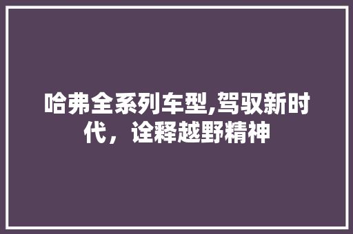 哈弗全系列车型,驾驭新时代，诠释越野精神 自动驾驶