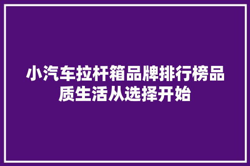 小汽车拉杆箱品牌排行榜品质生活从选择开始
